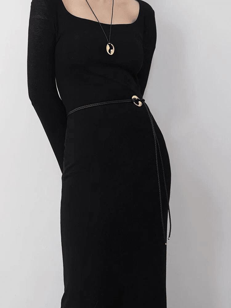 Extra Long Microfiber Rope Knotted Belt and Matching Necklace