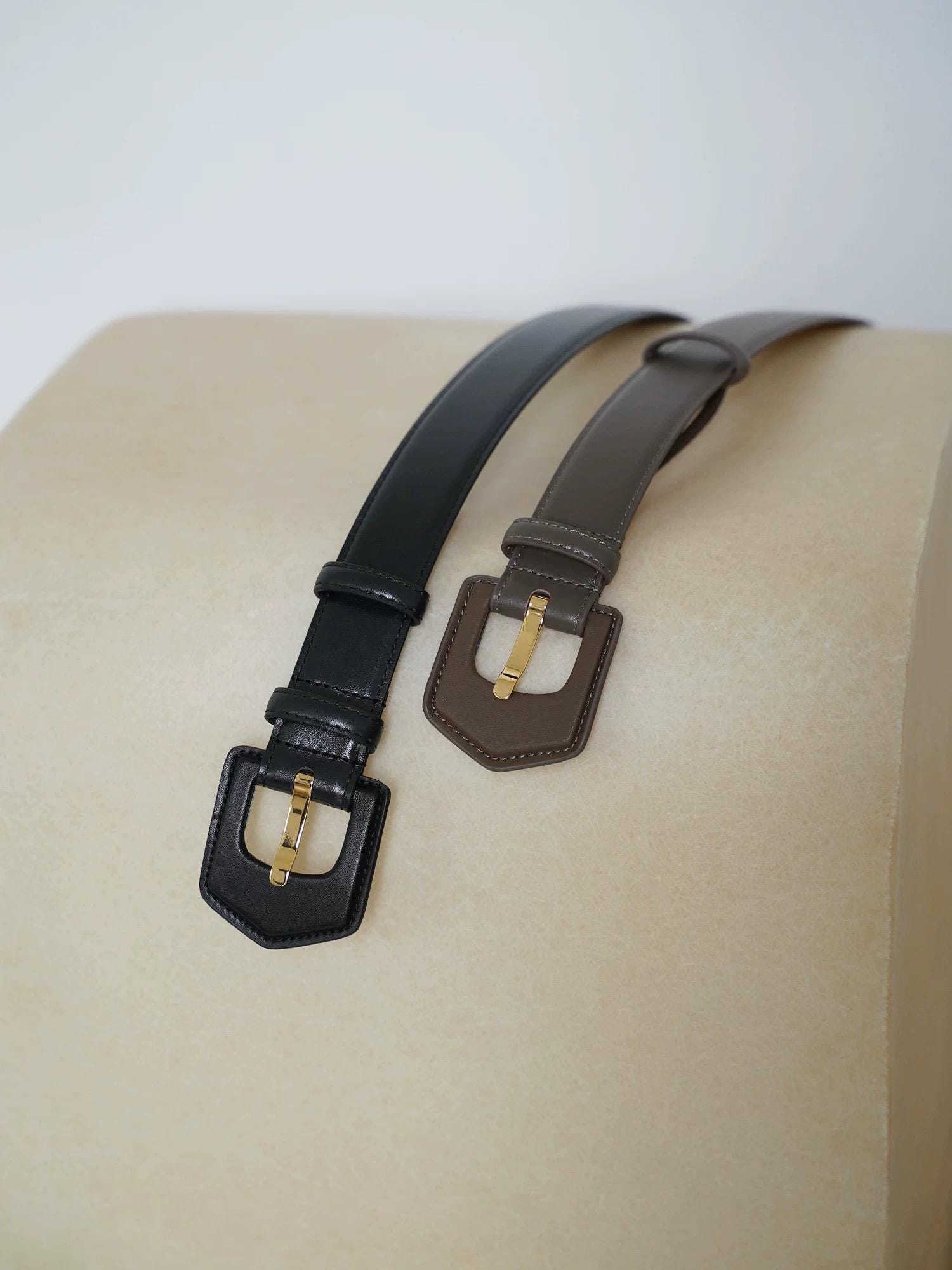 Wide Belt with Leather Buckle