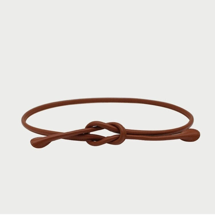 Top Grain Leather Rope, Stylish Long Knotted Belt