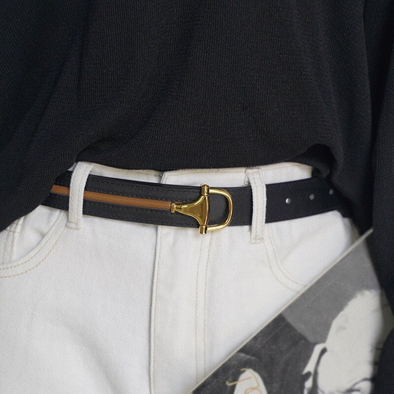 Minimalist Dual Color Leather Belt