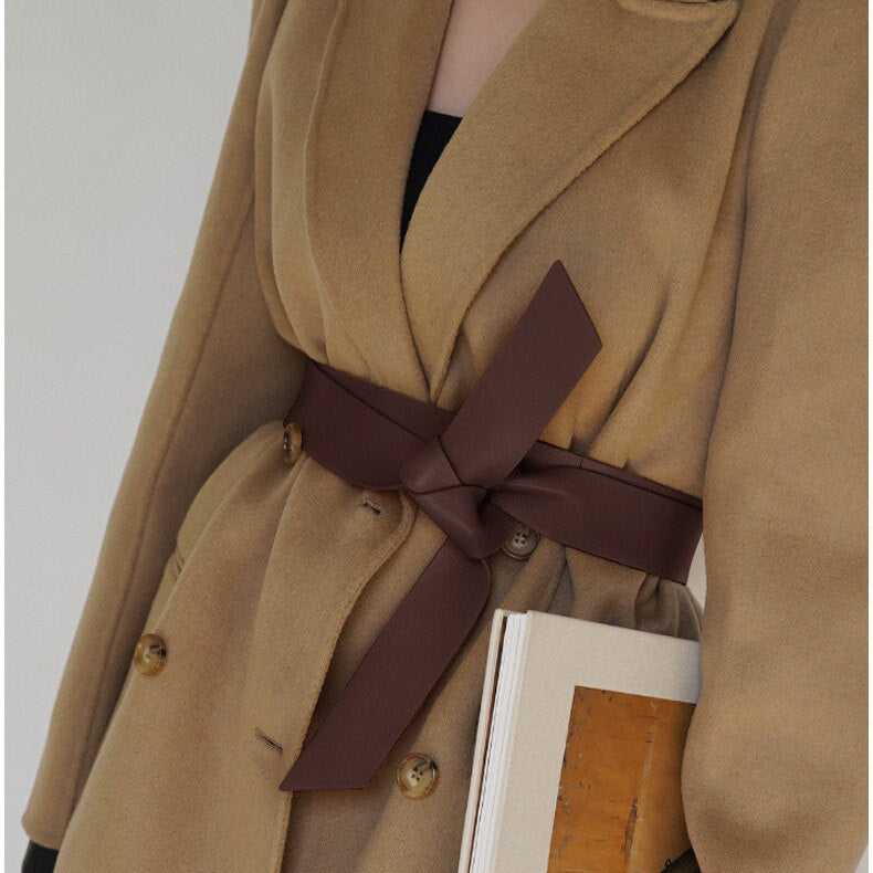 Knotted Top Grain Leather Belt: Wide Wrap Style