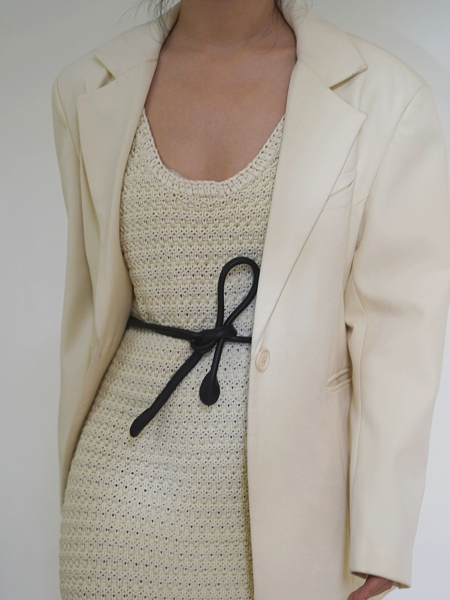 Top Grain Leather Rope, Stylish Long Knotted Belt