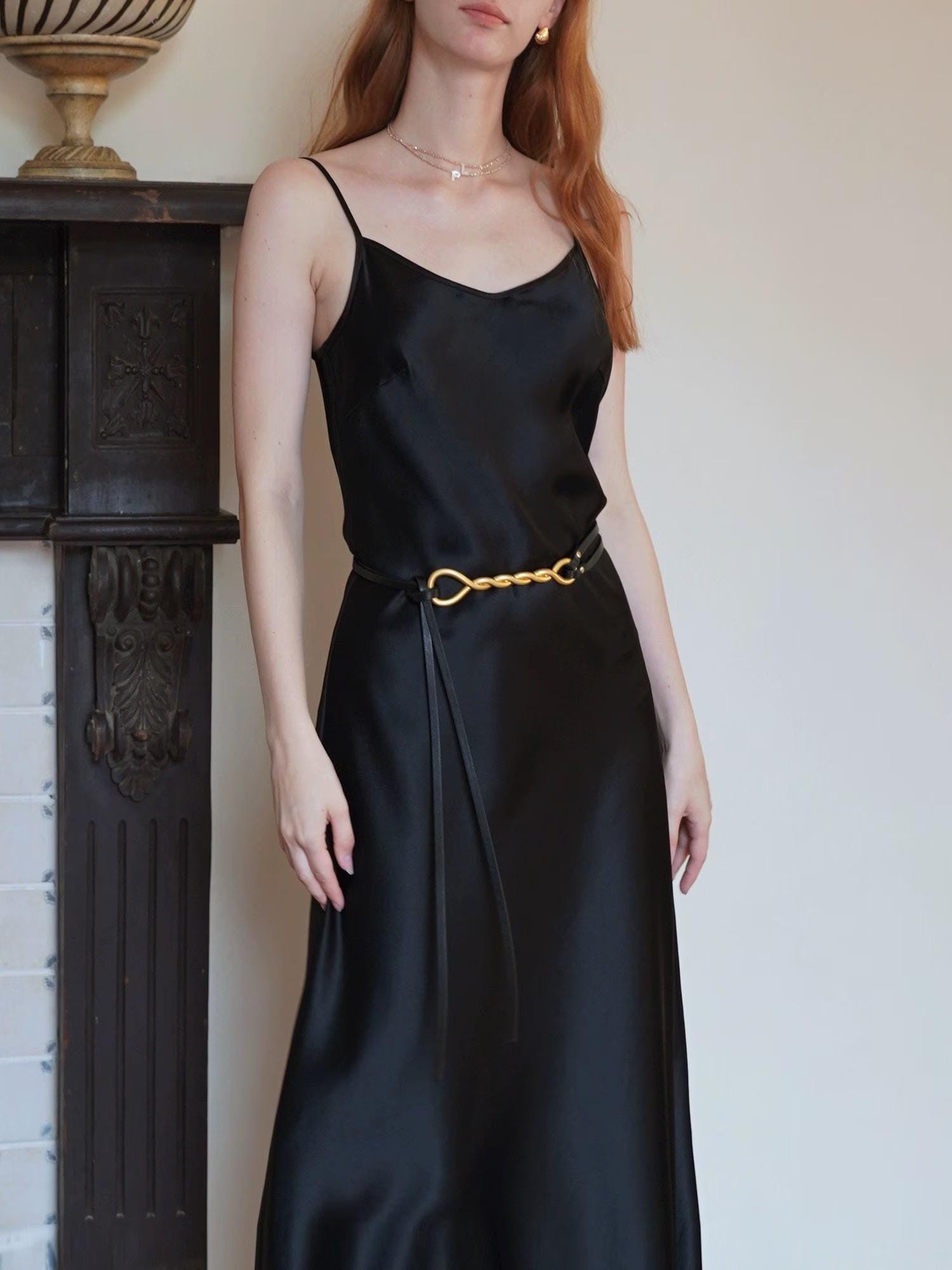 Top Grain Leather Rope Knotted Belt with Gold Buckle