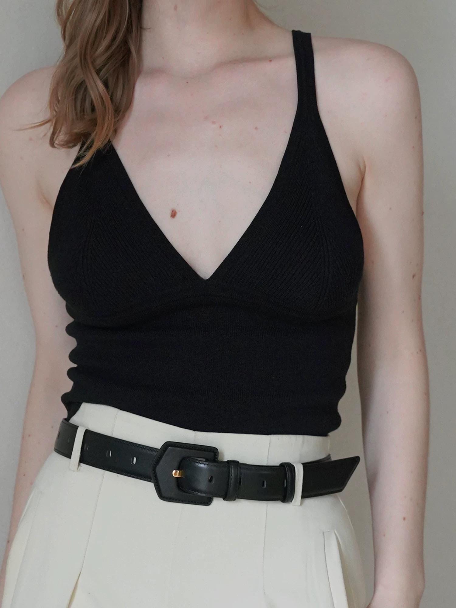 Wide Belt with Leather Buckle