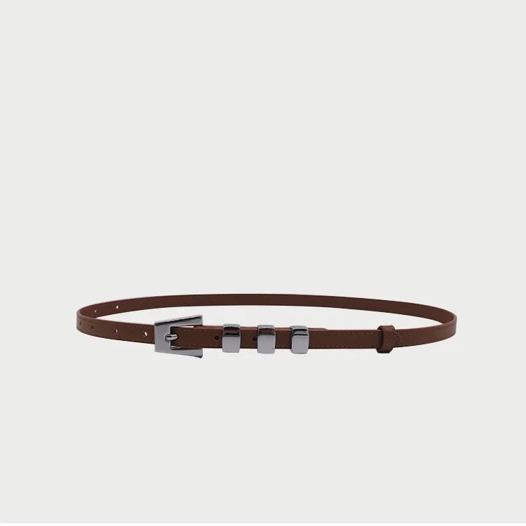 Slim Belt with Silver Metal Buckle