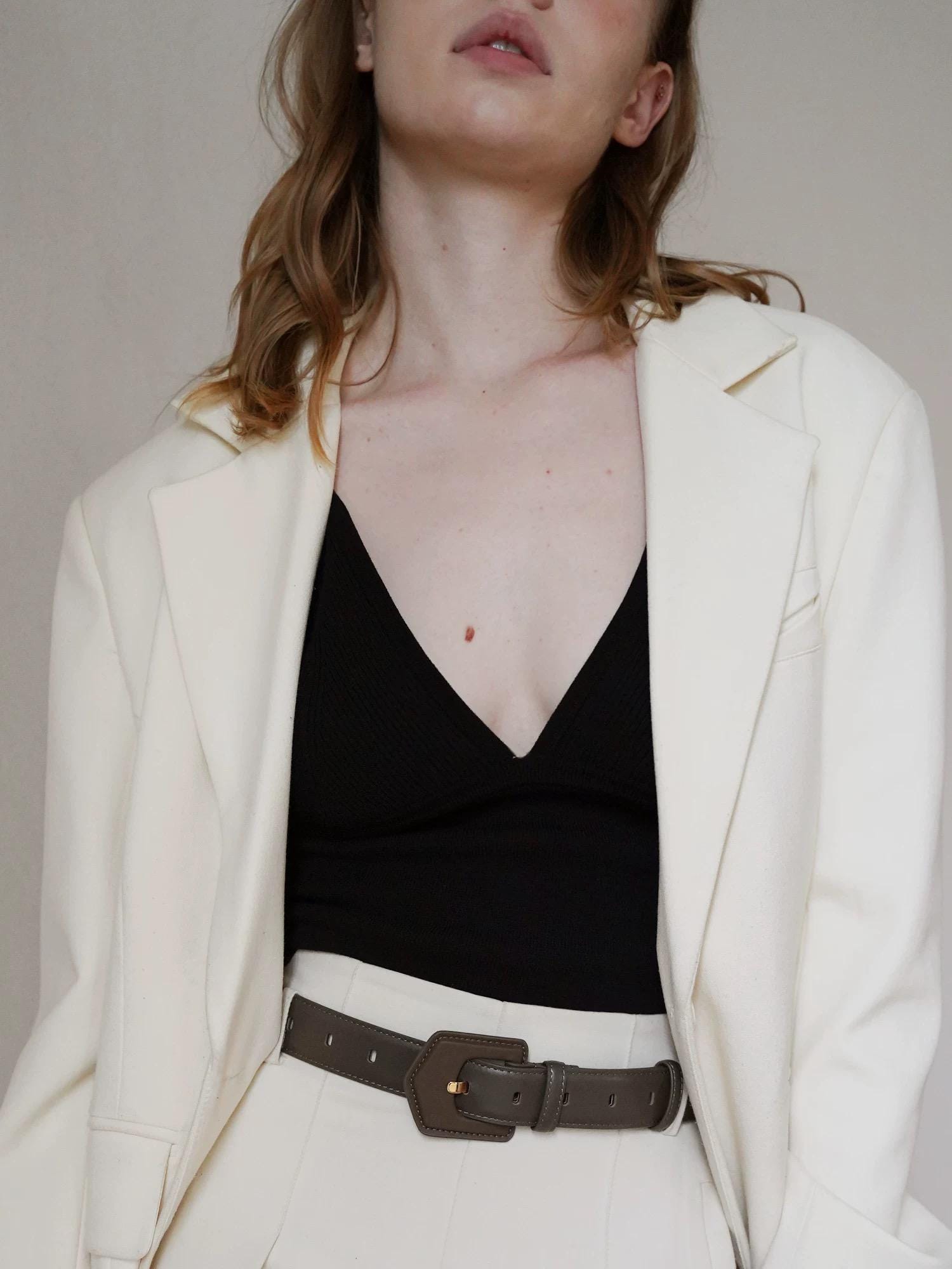 Wide Belt with Leather Buckle