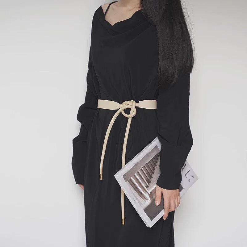 Wide Leather Knotted Belt