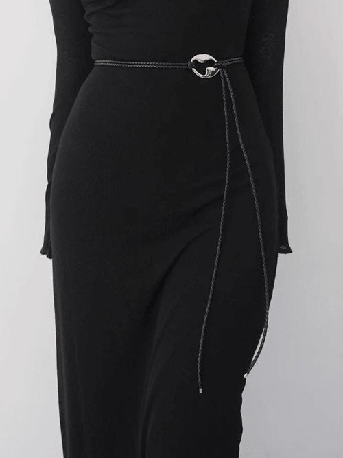 Extra Long Microfiber Rope Knotted Belt and Matching Necklace