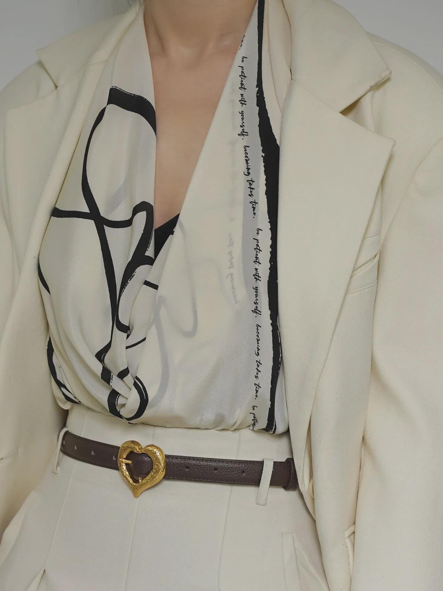 Leather Belt with Hammered Heart Buckle