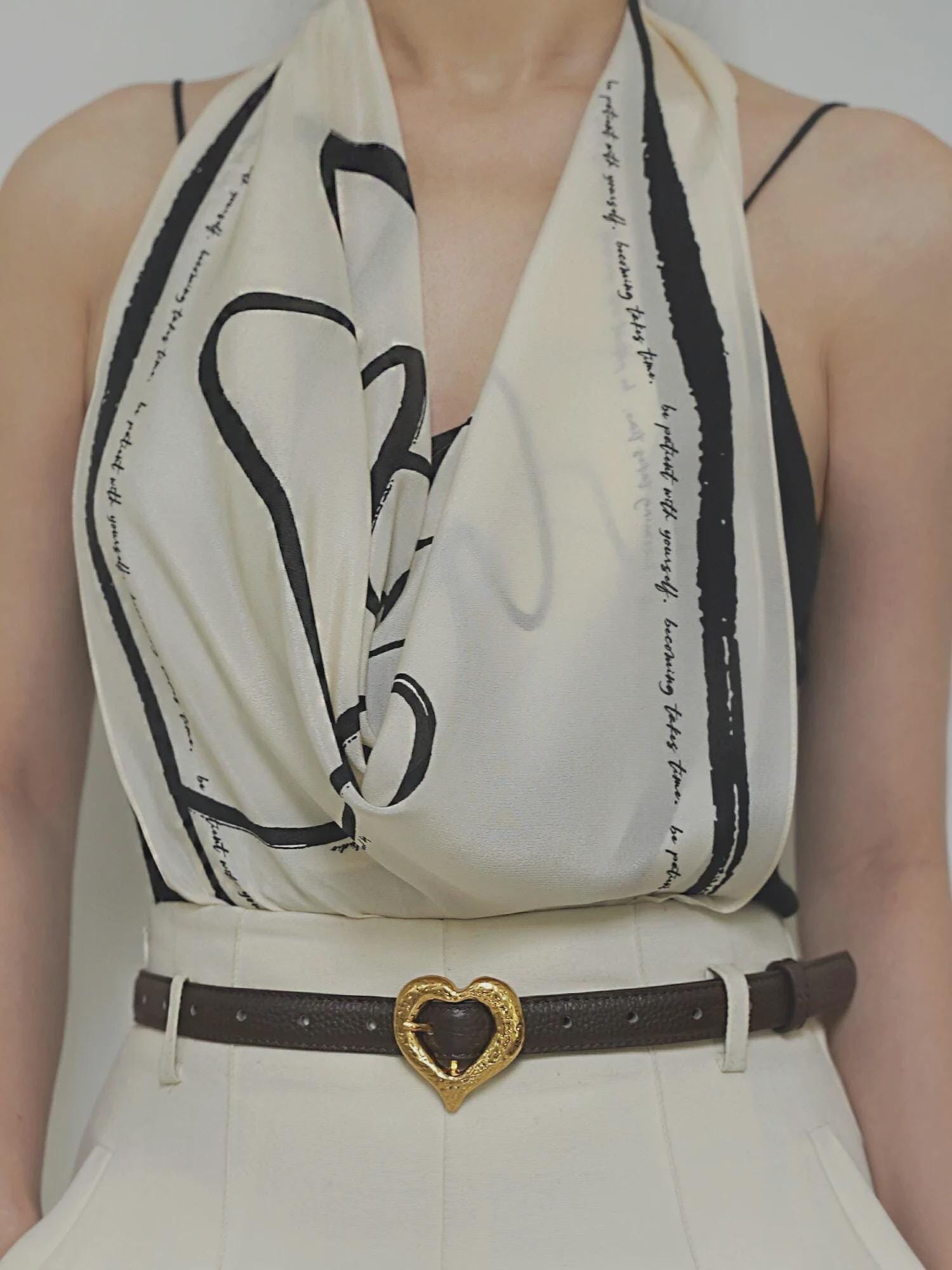 Leather Belt with Hammered Heart Buckle