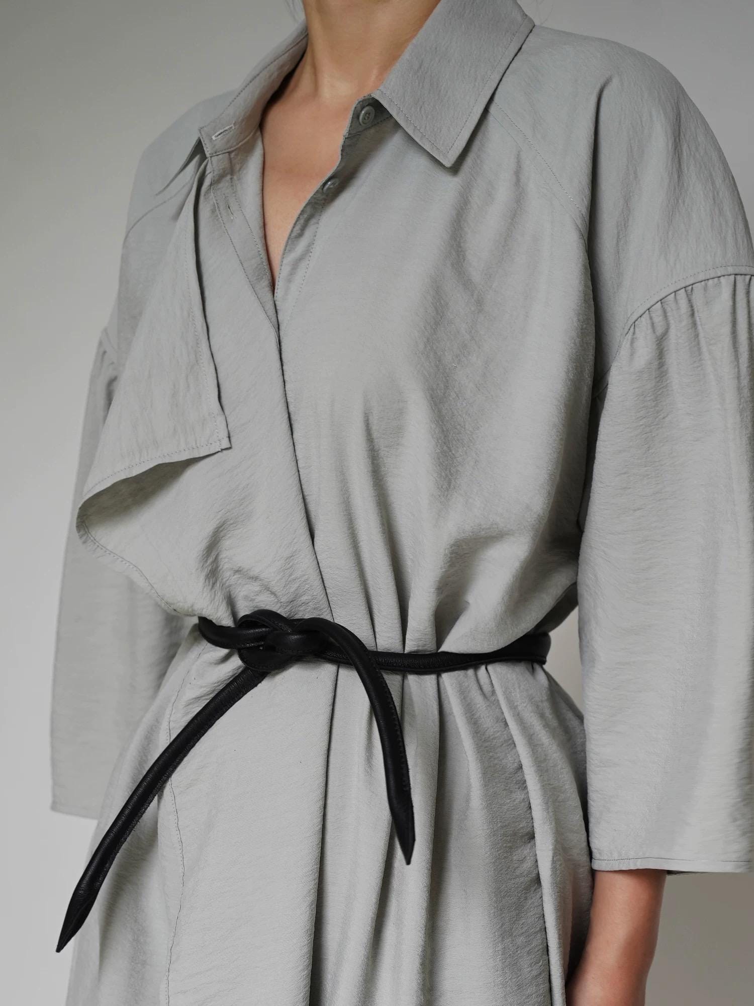 Top Grain Leather Rope, Stylish Long Knotted Belt