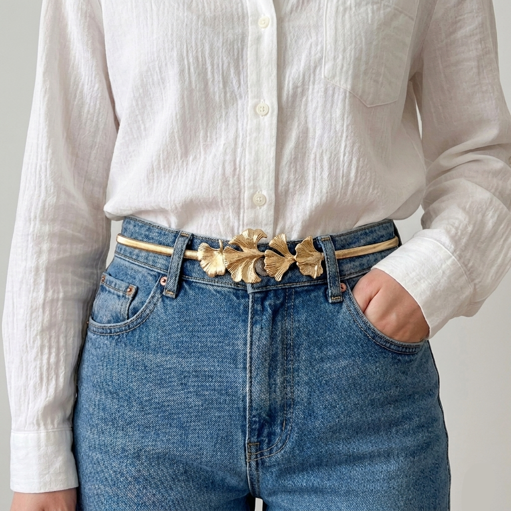 Gold Leaf Fashion Metal Belt