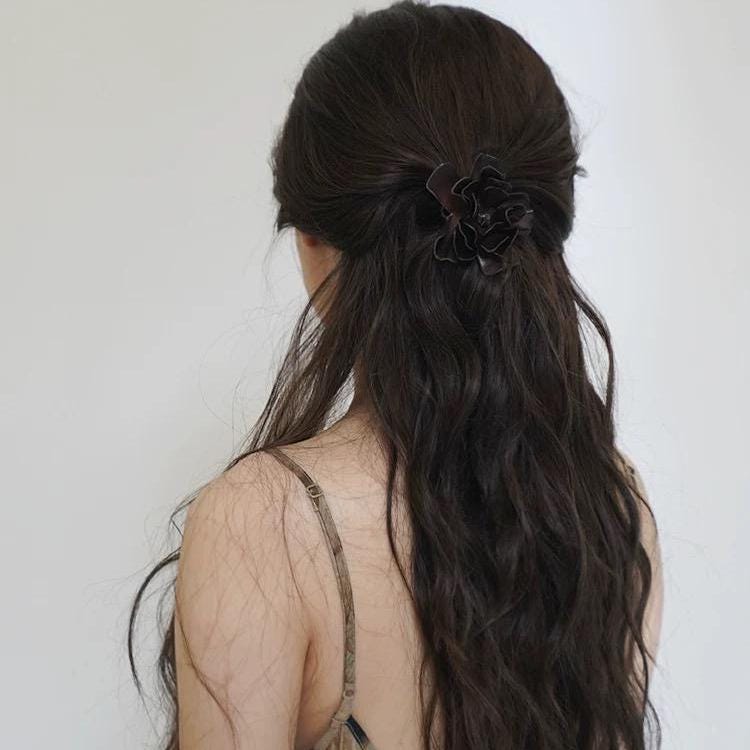 Leather Flower Hair Tie