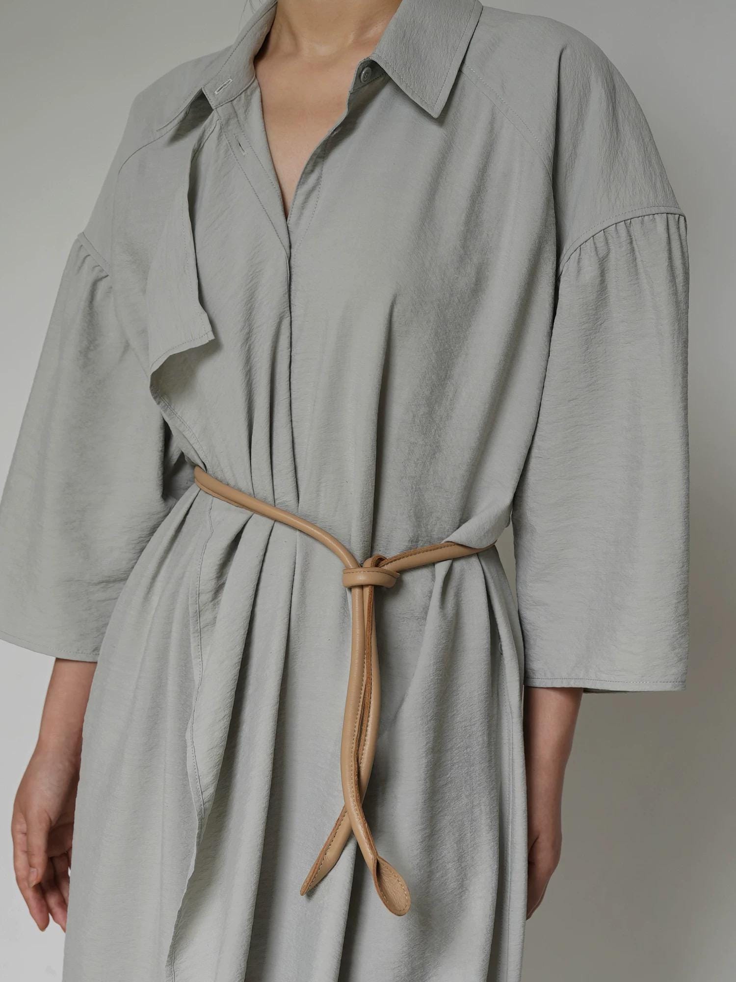 Top Grain Leather Rope, Stylish Long Knotted Belt