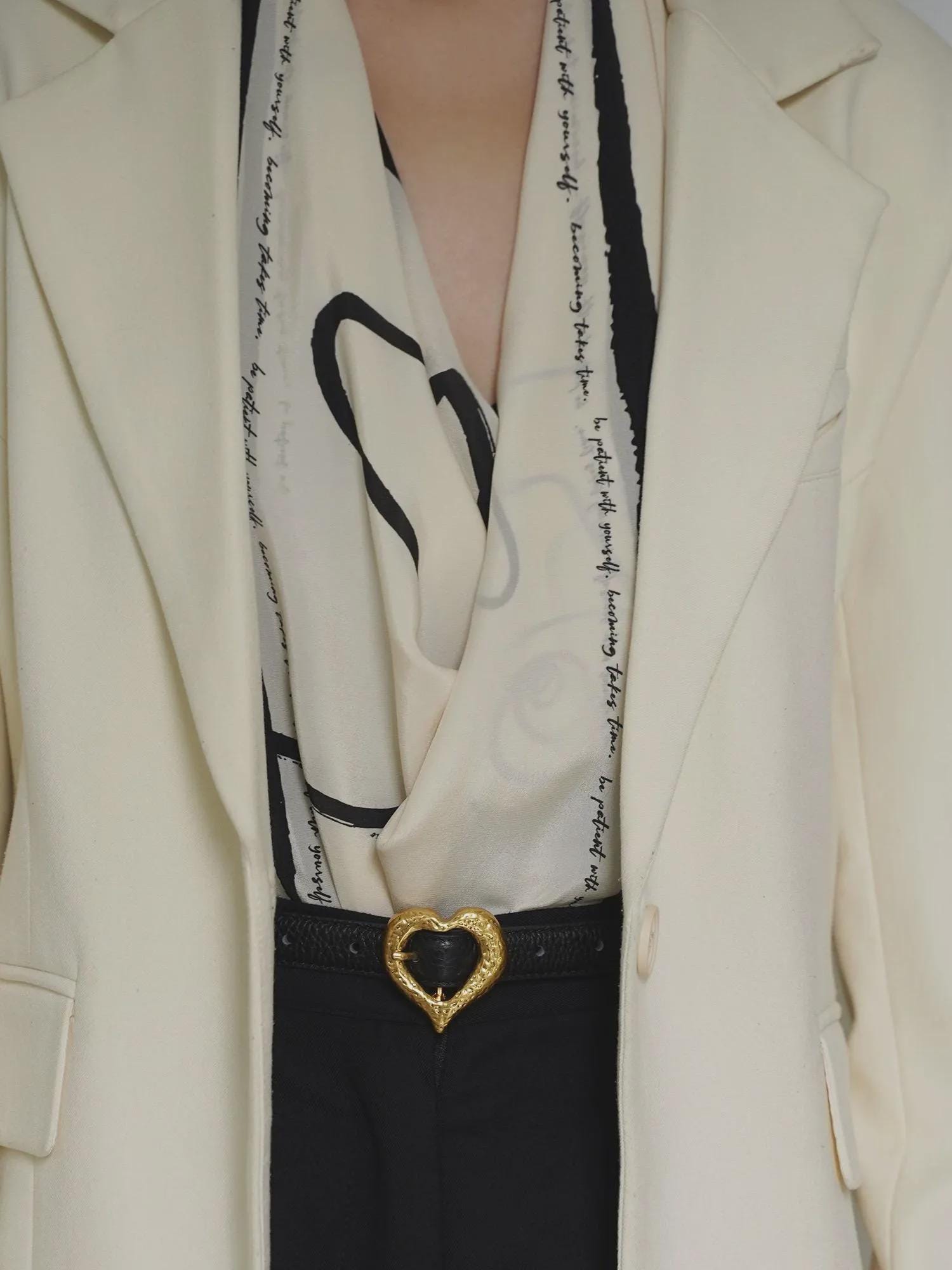 Leather Belt with Hammered Heart Buckle