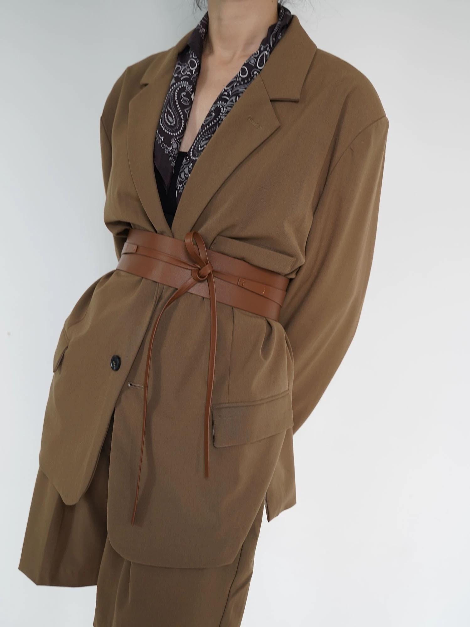 Wide Wrap Leather Belt, Obi Belt