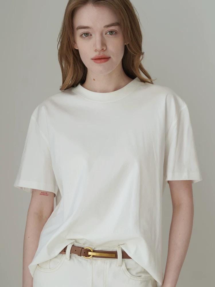 Minimal Skinny Brown Belt with Gold Bar Buckle