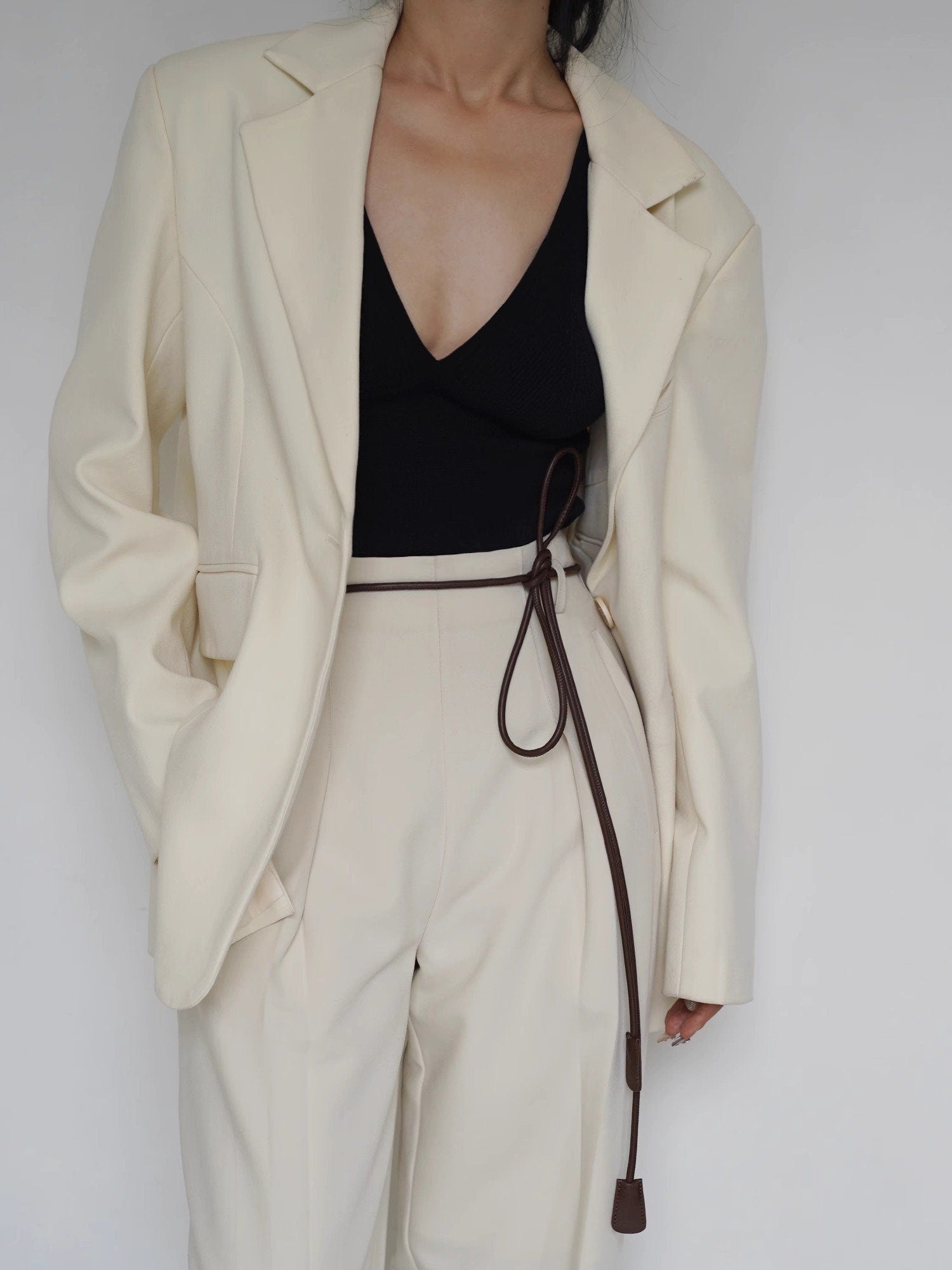 Microfiber Leather Rope Knotted Belt