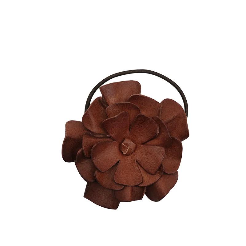 Leather Flower Hair Tie