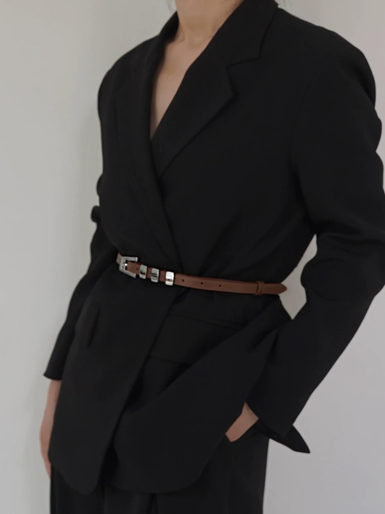 Slim Belt with Silver Metal Buckle