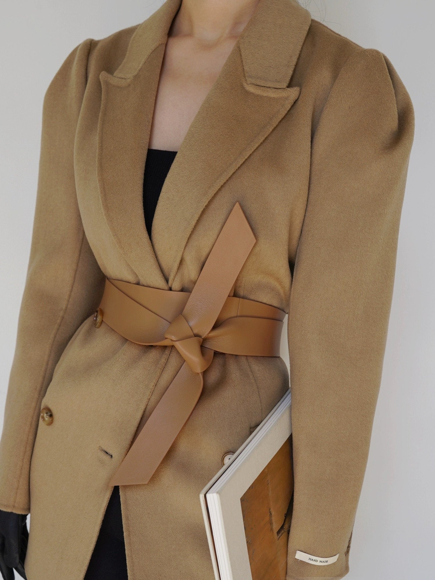 Knotted Top Grain Leather Belt: Wide Wrap Style