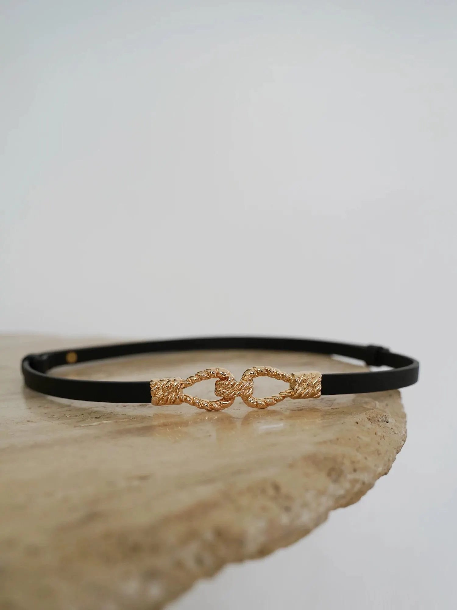 Skinny Belt with Small Gold Metal Buckle