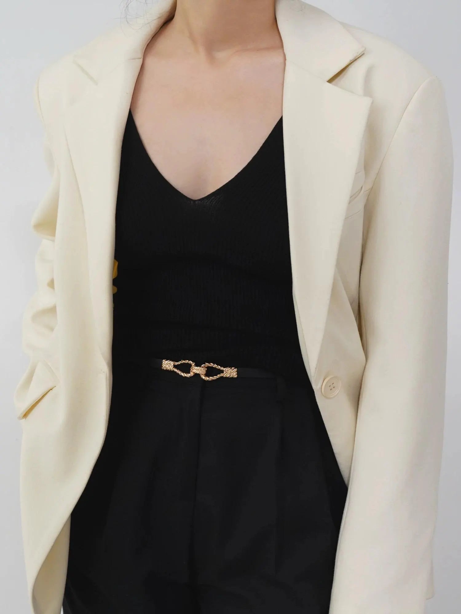 Skinny Belt with Small Gold Metal Buckle