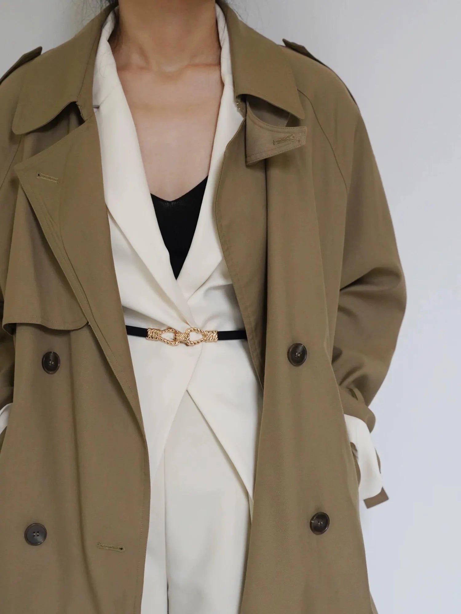 Skinny Belt with Small Gold Metal Buckle