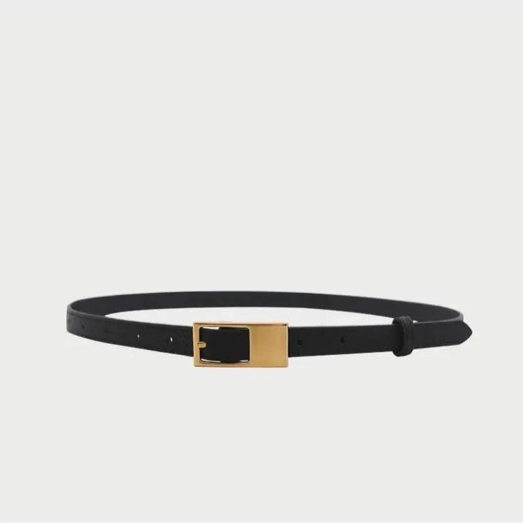 Minimalist Skinny Belt with Rectangle Buckle