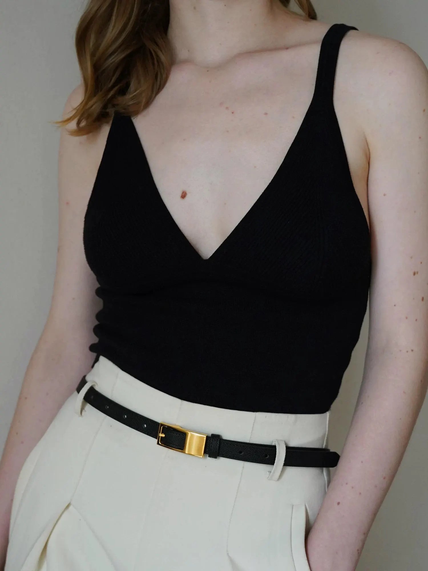 Minimalist Skinny Belt with Rectangle Buckle