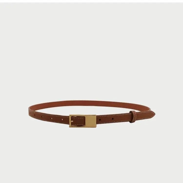 Minimalist Skinny Belt with Rectangle Buckle