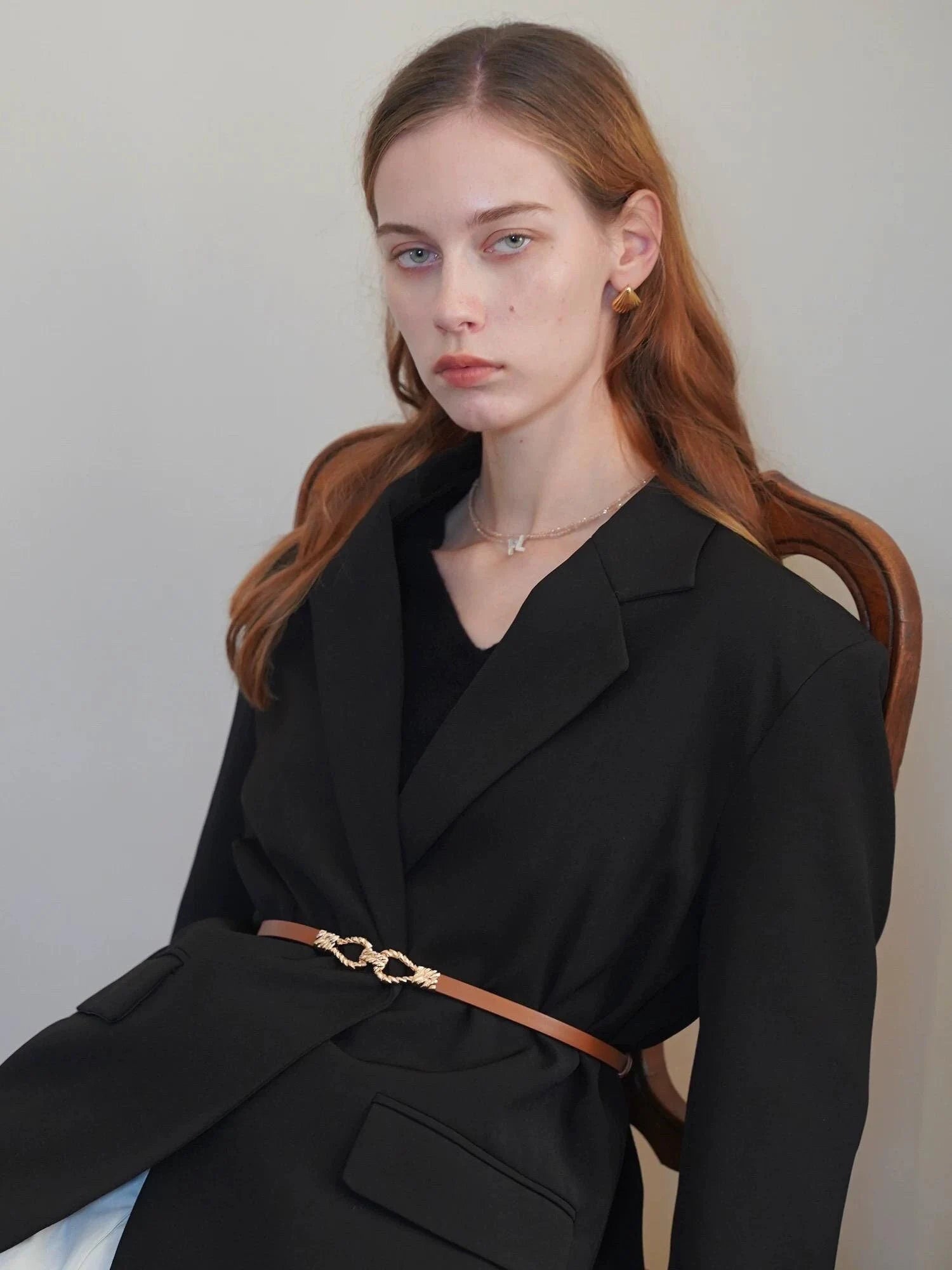 Skinny Belt with Small Gold Metal Buckle