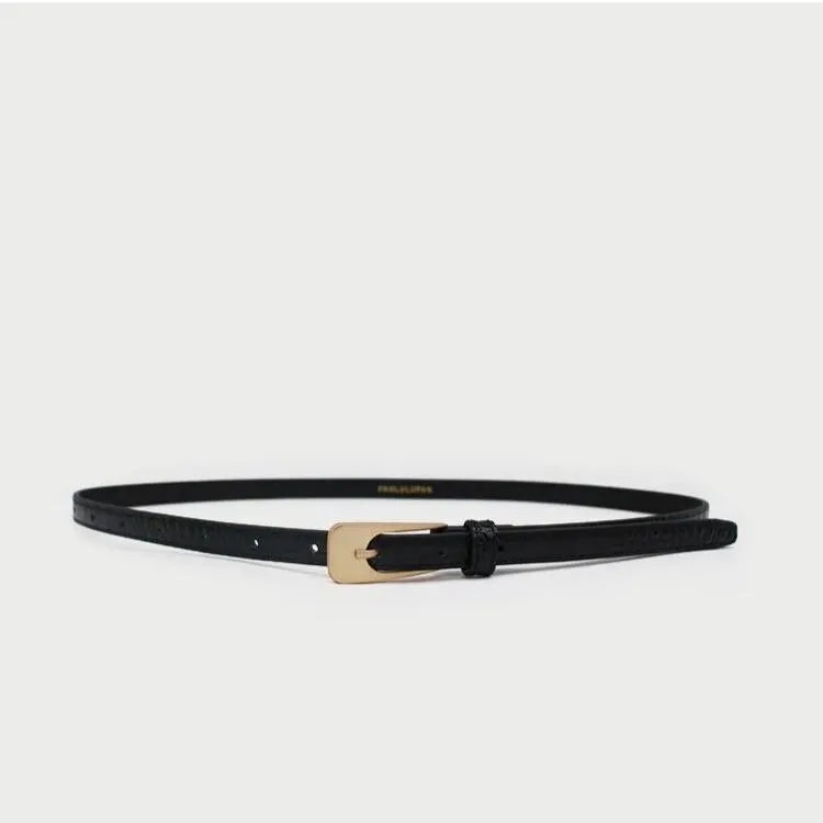 The Elise Slim Leather Belt