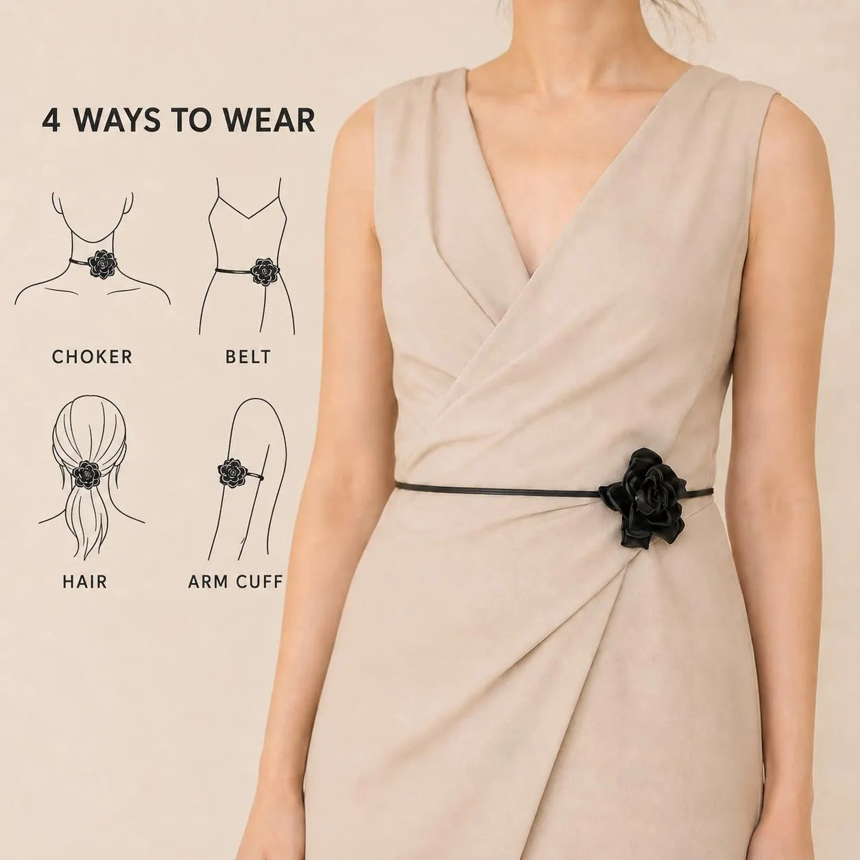 Leather Flower Choker/Neck Wrap