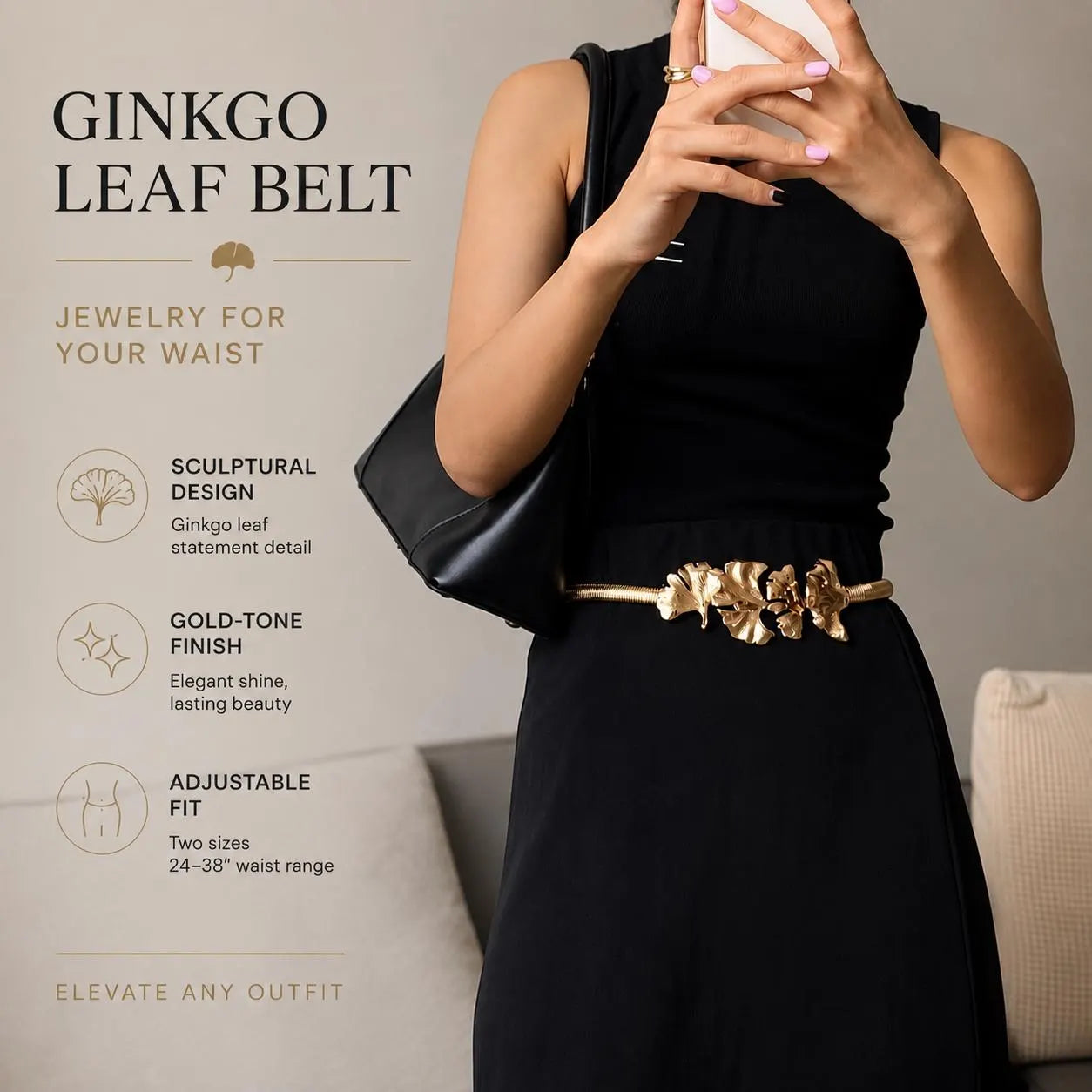 Gold Leaf Fashion Metal Belt